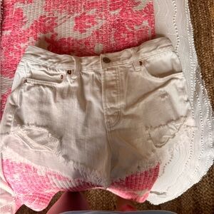 We The Free White Distressed Jean Shorts
